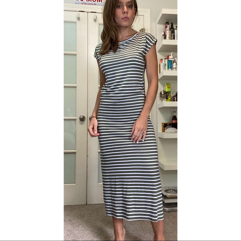 Olive Green made in Italy Midi Dress